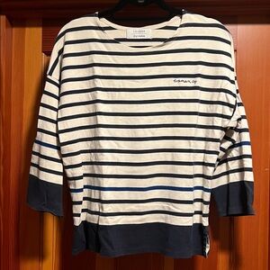 Cuyana x La Ligne Navy and White Striped Top
